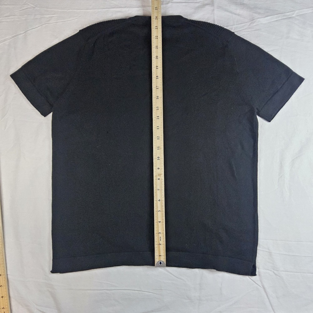 Banana Republic Men's Medium Black Knit V-Neck Short Sleeve Sweater Shirt Cotton - Picture 6 of 8